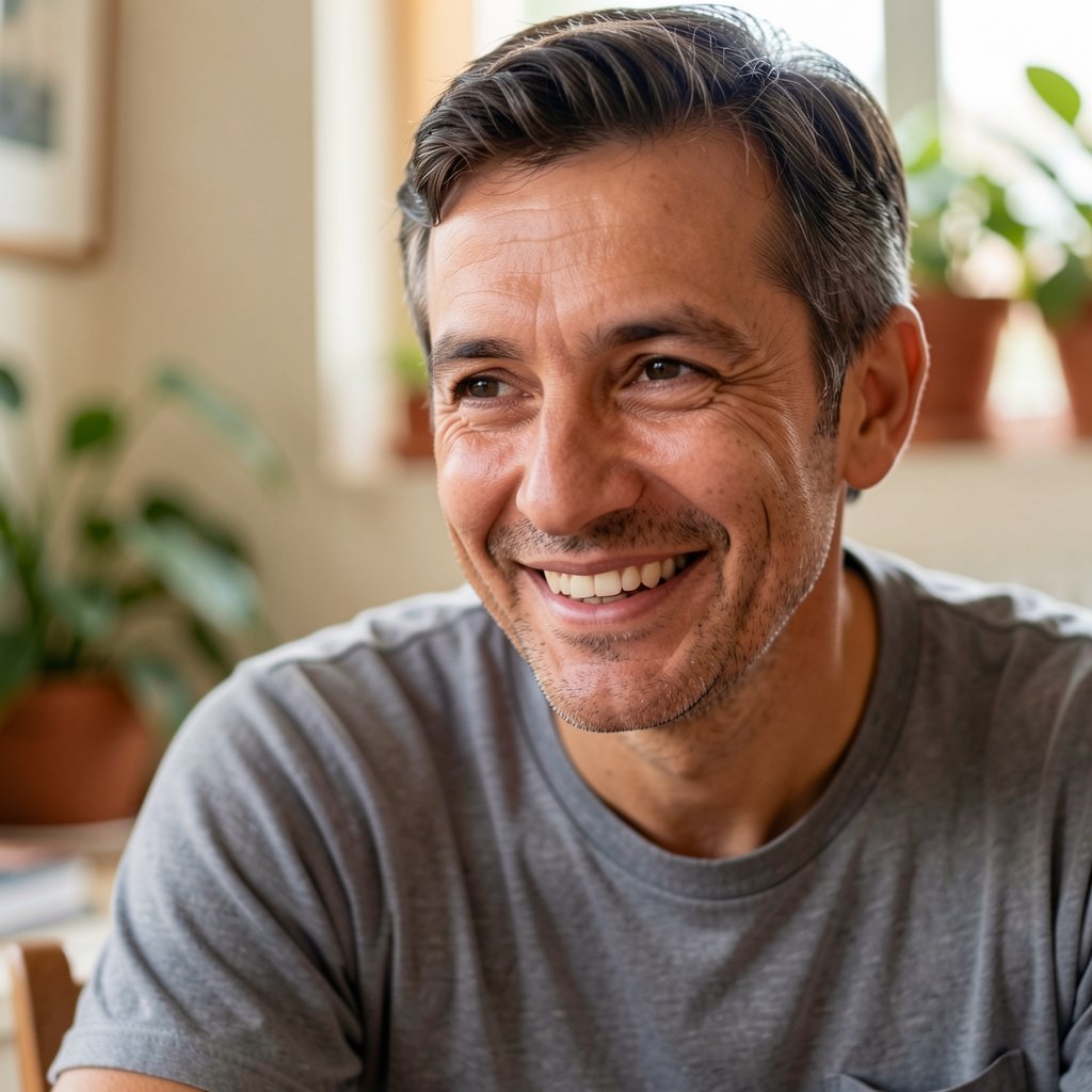 Felicidad hombre convivencia diaria